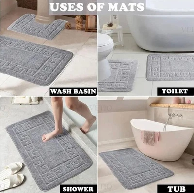 Griechische Jacquard Bad Matte Rutschfest Wasser Saugfähig Toilette 2 Teile - Bild 1 von 4