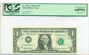 1999 FRB San Francisco $1 Note Very Choice New 64 PPQ PCGS Currency - Picture 1 of 4