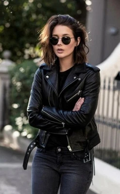 Chaqueta de motociclista para mujer Rebecca Minkoff nueva con etiquetas 100 % cuero genuino  Foto 1 de 4