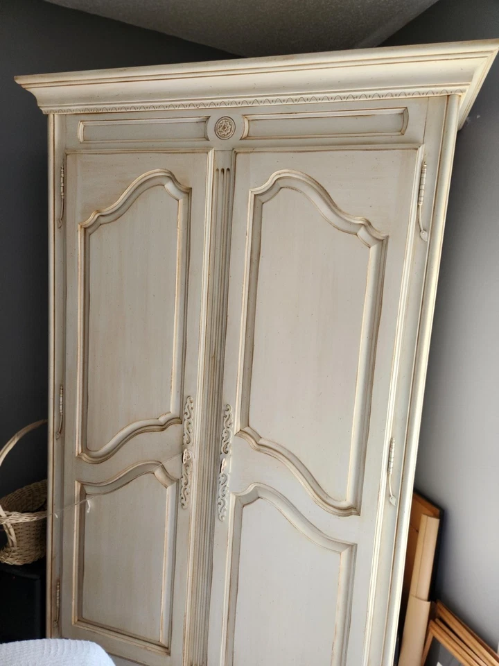 Ethan Allen Country French Wardrobe Armoire Cabinet chest Dresser white Aged - Image 1 of 1