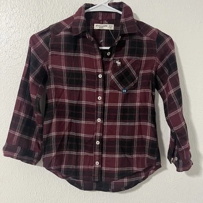 Camisa Abercrombie Niños Niñas Talla 5/6 Nueva Sin Etiquetas Abotonada Franela Suave Informal Foto 1 de 4