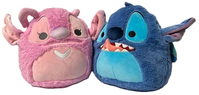2 件套迪士尼 Stitch 天使和 STITCH Fuzz A Mallows Squishmallows 8 英寸全新带标签 — 第 1/4 张图片