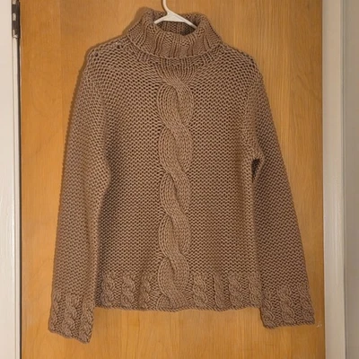 Suéter De Colección Willi Smith Tejido a Mano Cable Cuello Alto Talla M Lana Dorado Pescador Foto 1 de 4