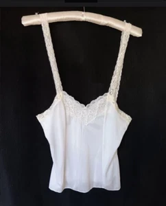 Vintage Deena Off-White Camisole Cami Tank mit Spitzenbesatz Größe 34 - Bild 1 von 6