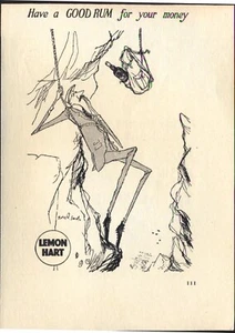 LEMON HART RUM (Ronald Searle) - Vintage (NOT Repro) ADVERTISEMENT. Free Postage - Picture 1 of 1