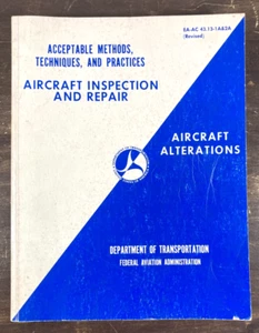 Vintage 1977 FAA Aircraft Inspection Repair Alterations Training Manual Book - Picture 1 of 8