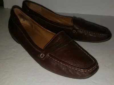 JOAN & DAVID CIRCA brown pebble Leather Penny Loafer Flats 7 - Image 1 of 4
