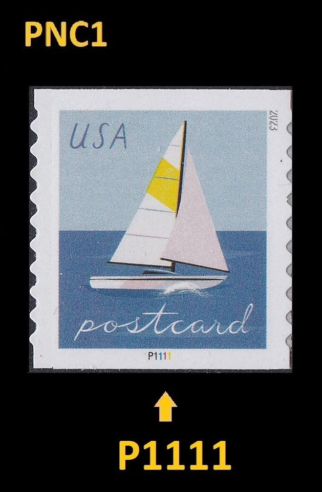 US 5749 Sailboats Yellow postcard rate PNC1 P1111 MNH 2023 - Image 1 of 1