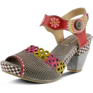 L’Artiste by Spring Step Womens Jive Leather Heel Sandal - Grey Multi, 35M NEW - Picture 1 of 3