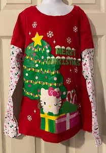 Hello Kitty Merry Christmas Girls Long Sleeve Top Size XL 14-16 - Picture 1 of 4