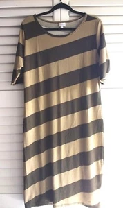LuLaRoe 2XL Julia Dress Maxi Length Striped Green Diagonal Stretch Olive Green - Picture 1 of 8