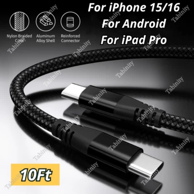 For iPhone 15 16 Plus Pro Max Android 60W Woven USB C Type C Fast Charger Cable - Image 1 of 4