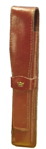 "Excellz" borsa/custodia da viaggio vintage tedesca in pelle marrone per una penna - Foto 1 di 8
