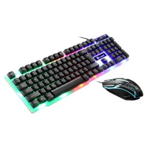 USB Kabelgebunden Gaming Tastatur Maus Bunt LED Hintergrundbeleuchtung Maus und Tastatur Set Kit - Bild 1 von 20