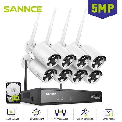 Cámara de vigilancia SANNCE 5MP WLAN AI 16CH almacenamiento en la nube NVR audio bidireccional