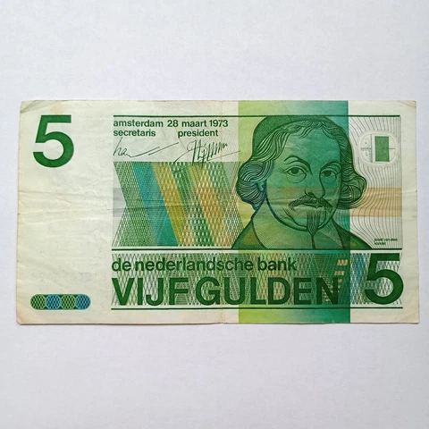 Netherlands 5 Gulden 1973 Circulated Banknote Foreign Currency Paper Money Cover