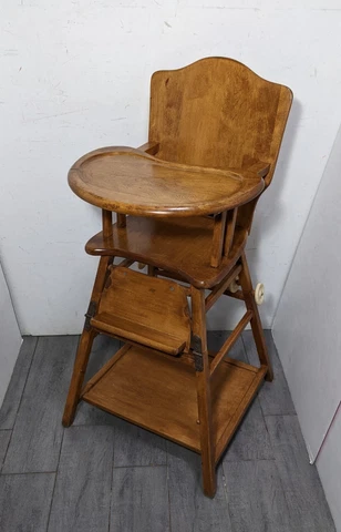 Antique Maple Wood Convertible Folding Baby High Chair Stroller Rustic Victorian Cover