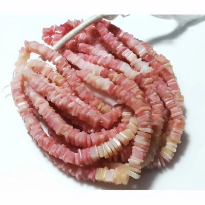 Cuentas Heishi cuadradas de ópalo rosa de 6 mm, Heishi cuadrado de ópalo rosa, Heishi plano de ópalo rosa Foto 1 de 4