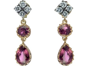 585 Gelb Gold 0,50 ct Brillant 3,0 ct Turmalin Tropfen Damen Ohrringe!  - Bild 1 von 6