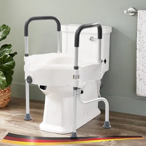 Raised Toilet Seat with Handrails Toilet Seat Lifter Toilet Riser 150KG Shop - Picture 1 of 13