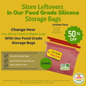 Reusable Food Grade Silicone Food Storage Bag - 2 Pack - Picture 1 of 3