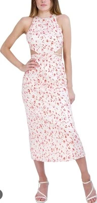 BCBGeneration Dress Pink Multi Women’s Size L Large Cut Out Waist 203 Foto 1 de 4