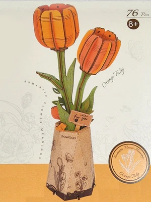 ROWOOD Madera Flor Naranja Tulipán Artesanía Kit Robotime Modelo Flor Hágalo Usted Mismo Nuevo Regalo Foto 1 de 3