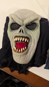 Ghoul Monster Rubber Mask with Black Shroud Costume Halloween Demonic - Picture 1 of 11
