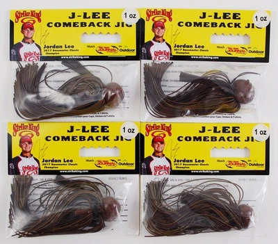 (LOT OF 4) STRIKE KING J-LEE COMEBACK JIG 1OZ JLCJ1-46 BROWN/GREEN M9203 - Image 1 of 2