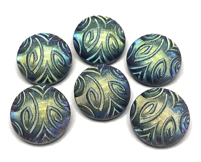 BEAUTIFUL Antique Vintage Patterned Iridescent Luster Blue Glass Buttons (G4) - Image 1 of 4