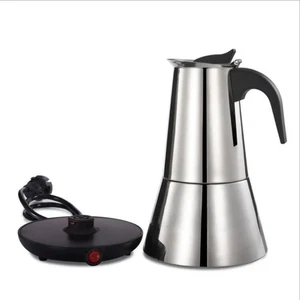 300ML Electric Moka Coffee Pot American plug Plug 6 Cups Stainless Steel Thic... - Picture 1 of 7