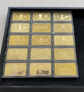 15 US Gold Bar Dollar Gold Plated badge Commemorative bullion Coin - Picture 1 of 12