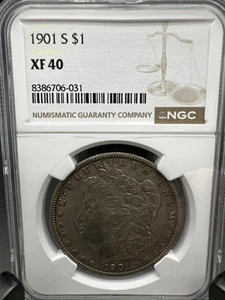 1901-S Morgan Dollar NGC XF40 90% Silver 1901s XF-40 Coin - Picture 1 of 6