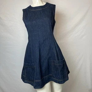Ärmelloses Volant Damen Denim Minikleid Farbe Dark Wash Medium - Bild 1 von 15