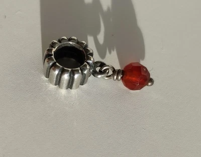 925 Silber Pandora Charm Januar Granat Geburtsstein Perle Blume Vintage Armband - Bild 1 von 3