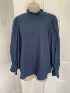 Atlantique Ascoli Cotton High Ruffle Neck Top. T2 (UK 10) - Picture 1 of 5