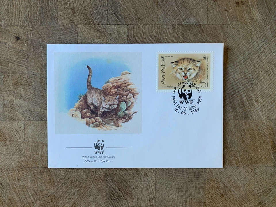 YEMEN 1989 FDC WWF BIG CATS SAND CAT 01 - Image 1 of 1
