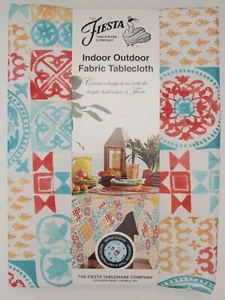 Fiesta Indoor Outdoor Fabric Tablecloth 60" x 102" Oblong Capri Tile Yellow Blue - Picture 1 of 3