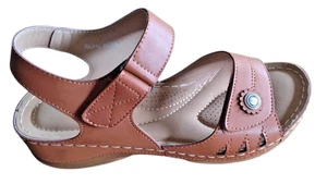 New comfort sandals-Style Rich-02-Brown & Black- Pillow top Padded Footbed Nice - Picture 1 of 4