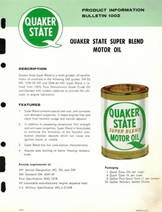 Vintage 1978 QUAKER STATE "SUPER BLEND MOTOR OIL CAN" Jobbers SELL SHEET ADVERT - Bild 1 von 6