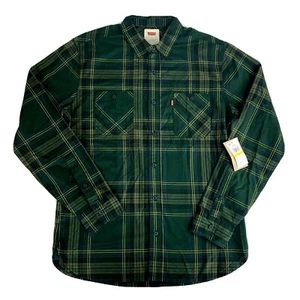 Levi's Men's Button Up Collared Green Malden Plaid Shirt Size Medium - Picture 1 of 7