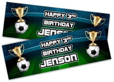 x2 Personalised Birthday Banner Football Design Kids Party Decoration 687 — 第 1/4 张图片