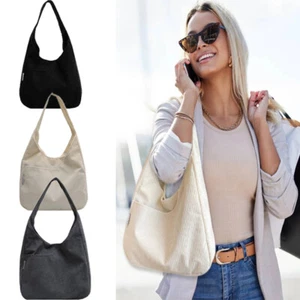 Bolso de hombro de lona para mujer de pana de gran capacidad Bolsos de mano Bolso de viaje - Imagen 1 de 27