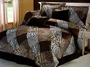 - 7 Piece King Safari Comforter Set - Zebra, Giraffe, Leopard, Tiger Etc - - Picture 1 of 11