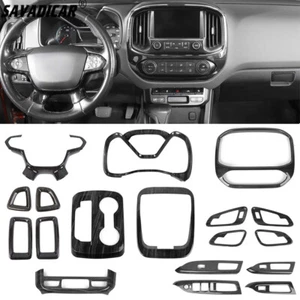 18x Black Wood Interior Dashborad Decor Cover Trims Kit for Chevy Colorado 2014+ - Picture 1 of 20