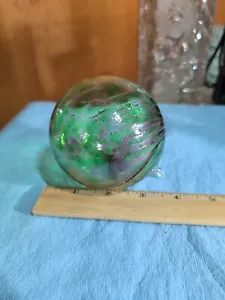 Hexenkugel mundgeblasene Glaskugel lila grün weiß - Bild 1 von 5