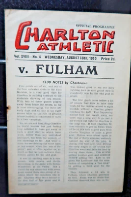 CHARLTON v FULHAM FOOTBALL PROGRAMME 1950 - 1951 DIVISION 1 - Image 1 of 4