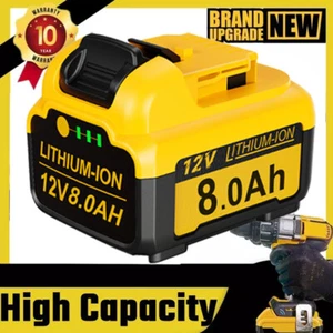Pack 12v 8.0Ah 12 Volt Max Lithium Battery For Dewalt DCB127-2 DCB120 DCB126 NEW - Picture 1 of 8