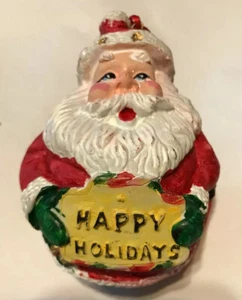 Vintage runder Weihnachtsmann Happy Holidays Weihnachtsschmuck - Bild 1 von 6