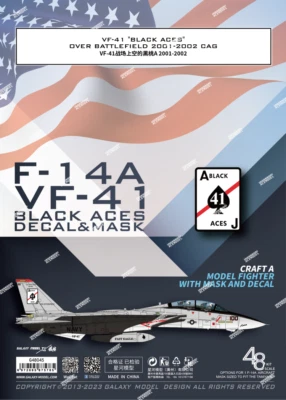Galaxy 1/48 1/72 US F-14A VF-41 "Black Aces" Fighter Mask&Decal for Tamiya Model - Image 1 of 4